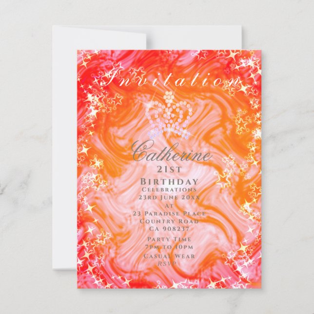 Invitación gradiente de corona brillante naranja m (Anverso)