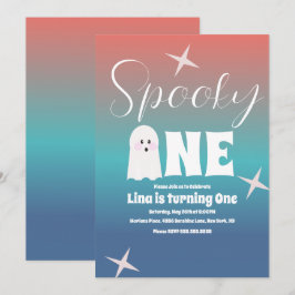 Invitación Gradiente de cumpleaños de Halloween de fantasma g