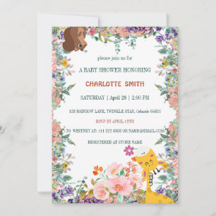 Invitación Gradiente de flora de flores de jirafa linda para 