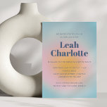 Invitación Gradiente de gradiente de gradiente azul celestial<br><div class="desc">Groovy Celestial Pastel azul y gradiente rosa Bat Mitzvah Invitación</div>