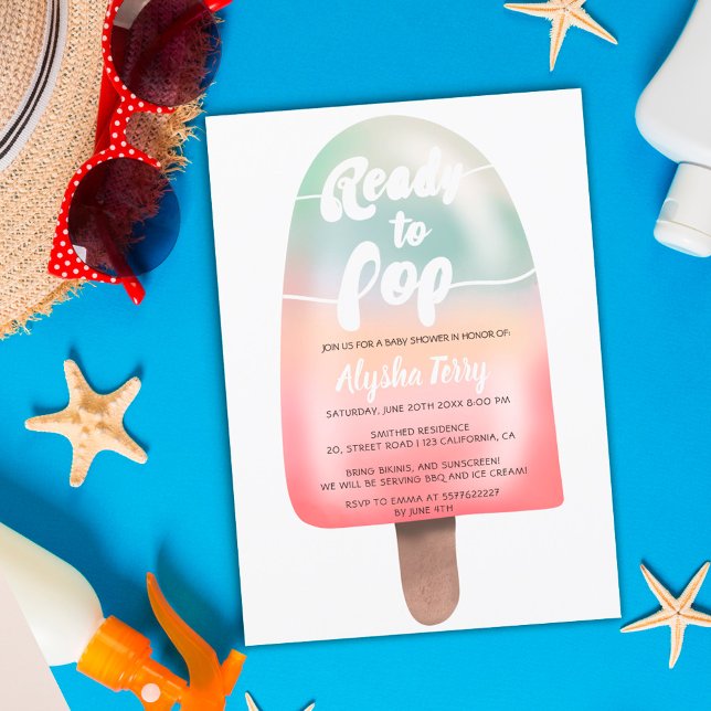 Invitación Gradiente de helado holográfico Ducha de bebé pop (Subido por el creador)