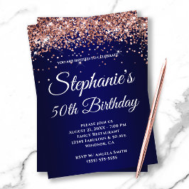 Invitación Gradiente de la Marina de Purpurina de oro Rosa es