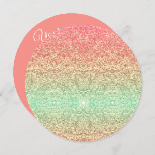 Invitación Gradiente de patrón de encaje secuencial verde oro