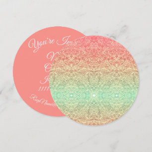 Invitación Gradiente de patrón de encaje secuencial verde oro