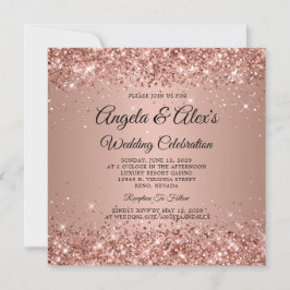 Invitación Gradiente de Rosa Dorado Brillante Elegante Boda