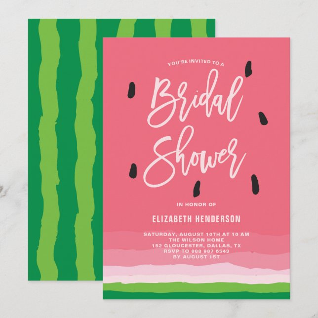 Invitación Gradiente de sandía ducha de novia moderna (Anverso / Reverso)
