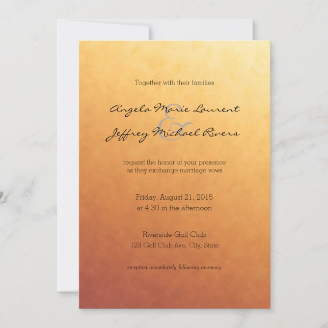 Invitación Gradiente de tonos ocmbre de apertura simple (Anverso)