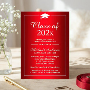 Invitación Gradiente Elegante Clase Roja Caliente Del Partido