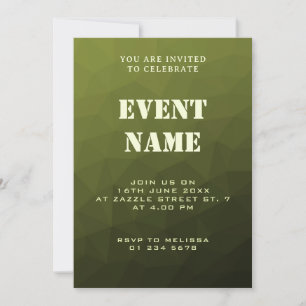 Invitación Gradiente geométrico de malla de oliva verde del e