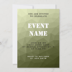 Invitación Gradiente geométrico verde claro del ejército even