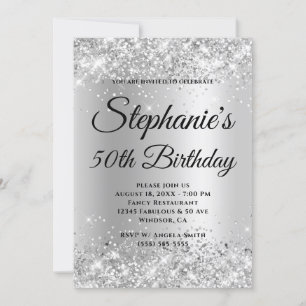 Invitación Gradiente gris pálido Purpurina plateado