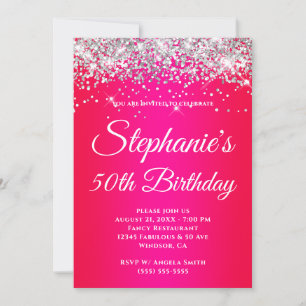 Invitación Gradiente Magenta Rojo Plata Brillante
