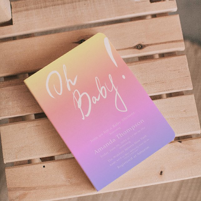 Invitación Gradiente manuscrito Género Baby Shower neutral (Subido por el creador)