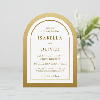 Invitación Gradiente marrón dorado elegante boda