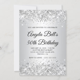 Invitación Gradiente plateado Purpurinoso 50 cumpleaños