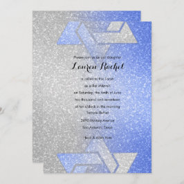 Invitación Gradiente Purpurinoso Bat Mitzvah Blue