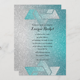 Invitación Gradiente Purpurinoso Bat Mitzvah Turquoise