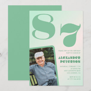 Invitación Gradiente Retro para él Foto 87 cumpleaños