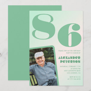 Invitación Gradiente Retro para él Foto cumpleaños 86