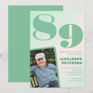 Invitación Gradiente Retro para él Foto cumpleaños 89