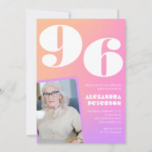 Invitación Gradiente Retro Rosa cumpleaños 96