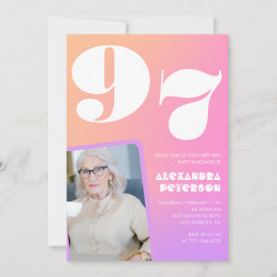 Invitación Gradiente Retro Rosa cumpleaños 97