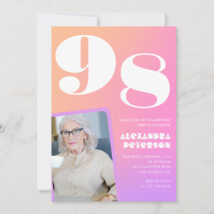 Invitación Gradiente Retro Rosa cumpleaños 98