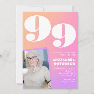Invitación Gradiente Retro Rosa cumpleaños 99
