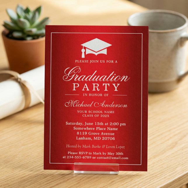 Invitación Gradiente rojo plano Guay Aspecto Graduado (Subido por el creador)