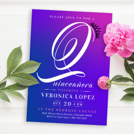 Invitación Gradiente rosa de moda Tiara 15.ª Fiesta de Quince