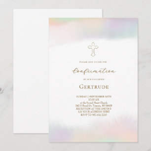 Invitación gradientes pastel bordes Confirmación