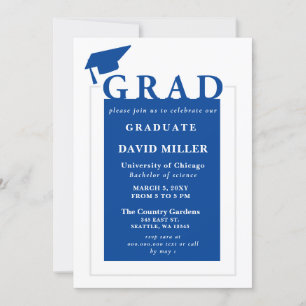 Invitación Grado azul de graduación Minimalista moderna