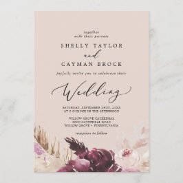 Invitación Grado Boho Pampas | Boda Peach