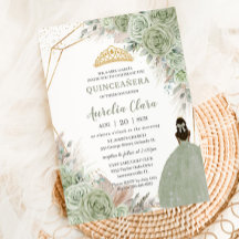 Grado Boho Quinceanera Sage Green Floral Pampas