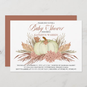 Invitación Grado Boho Rustic Pampas  Baby Shower Chica de cal