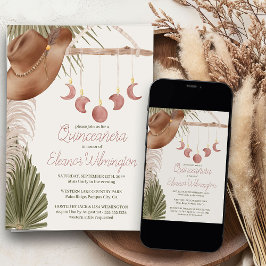 Invitación Grado de Boho Pampas de Quinceanera Occidental