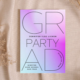 Invitación Grado de secundaria Fiesta negro ombre moderno mín