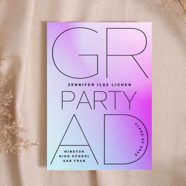 Invitación Grado de secundaria Fiesta negro ombre moderno mín (Subido por el creador)