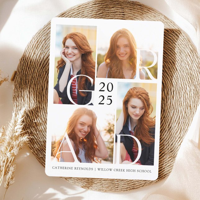 Invitación Grado moderno 4 Fotos Graduación simple (Subido por el creador)