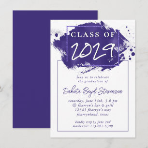 Invitación Grado pintado Pincel violeta morado de salpicadu