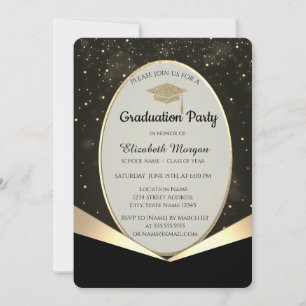Invitación Grado purpurina, Graduación de Confetti de Oro