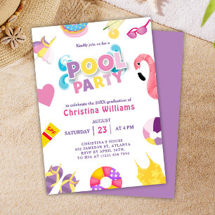 Invitación Grado veraniego de la fiesta de graduación de la p