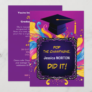 Invitación Grads fiesta divertida y vibrante