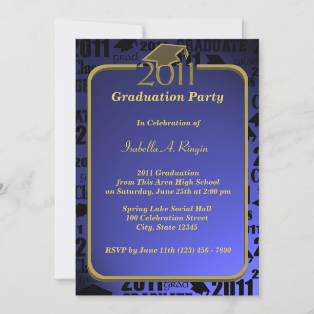 Invitación Graduación 2011/ Azul zafiro (Anverso)