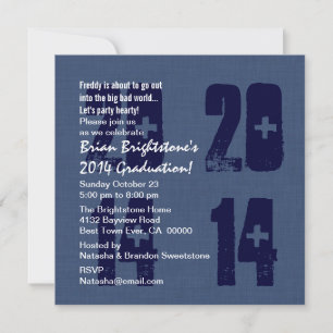 Invitación Graduación 2014 o cualquier año azul y blanco V08
