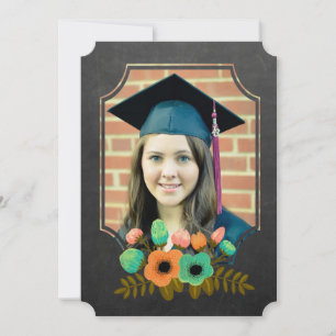 Invitación Graduación 2015 Gracias Chalkboard Floral