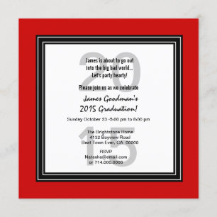 Invitación Graduación 2015 o CUALQUIER AÑO Color Blanco Rojo
