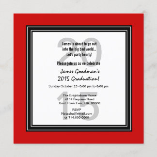 Invitación Graduación 2015 o CUALQUIER AÑO Color Blanco Rojo
