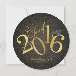 Invitación Graduación 2016 de Graduación Funky Black & Gold