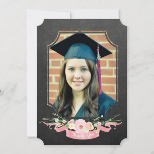 Invitación Graduación 2017 Gracias Chalkboard Floral